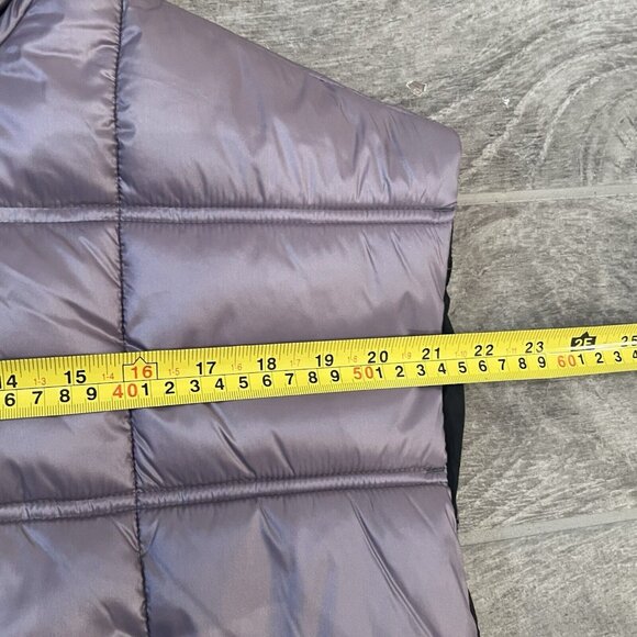 Calvin Klein Performance Metallic Cropped Puffer Vest Size Large Lavender Boxy - Picture 6 of 9